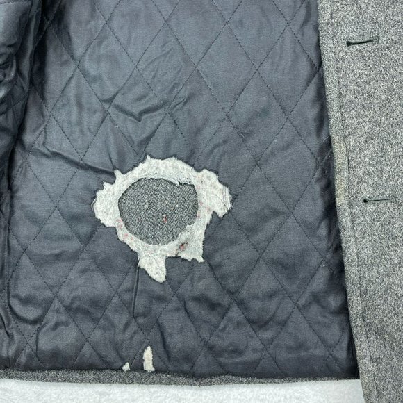 J.Crew Wool Coat XL Extra Large Men's Quilted Lined Dark Gray *Flaw* - Picture 6 of 12